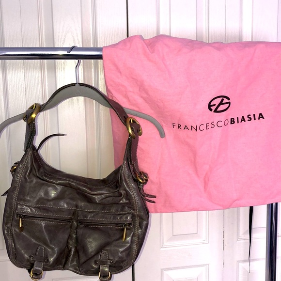 Francesco Biasia Taupe Brown Shoulder Purse